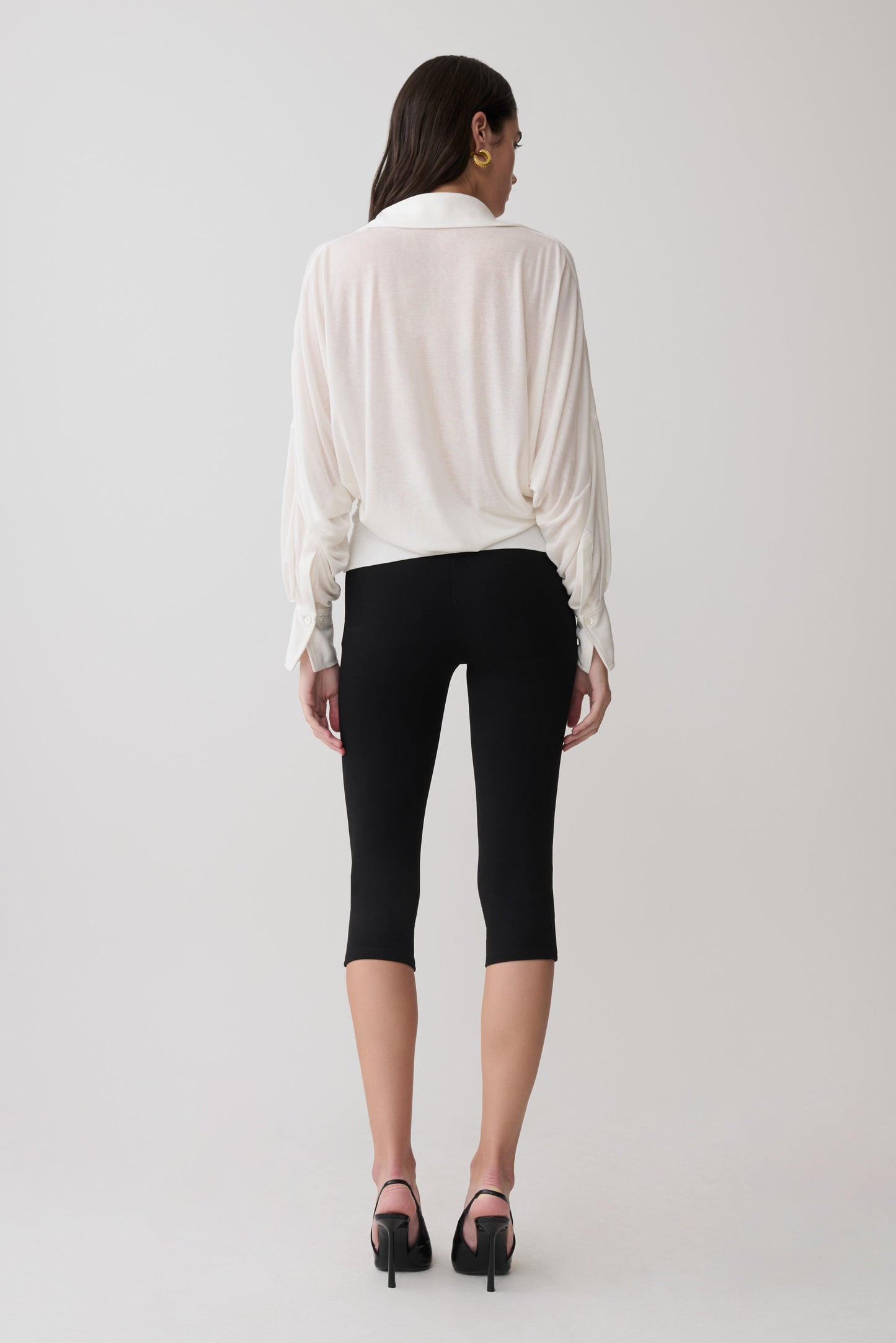 Berkley Draped Long Sleeve Shirt - White