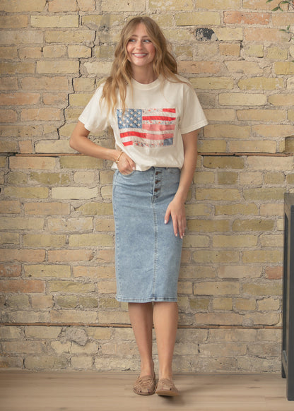 American Flag Patchwork Graphic Tee
