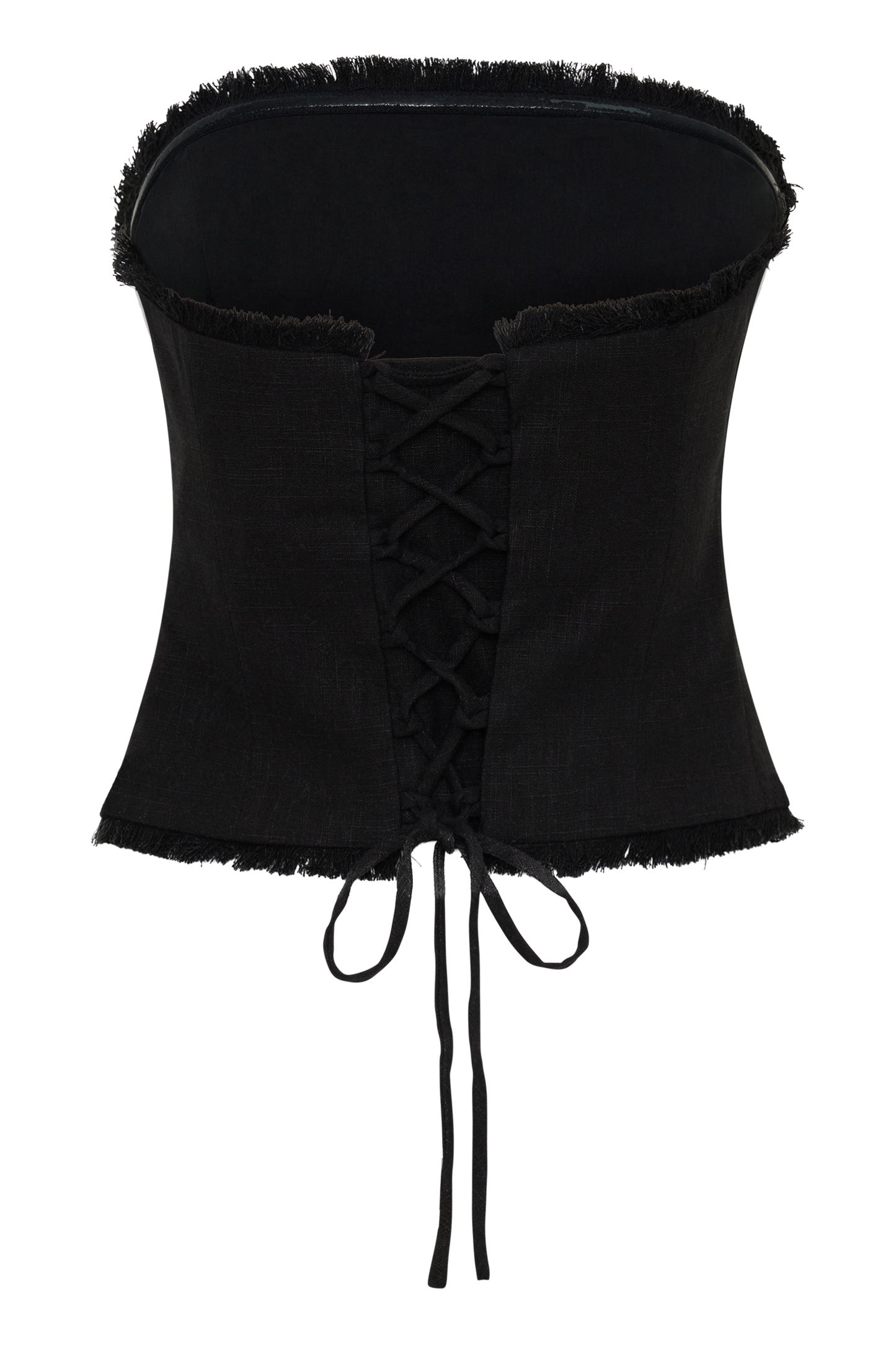 Annie Strapless Tie Back Linen Top - Black
