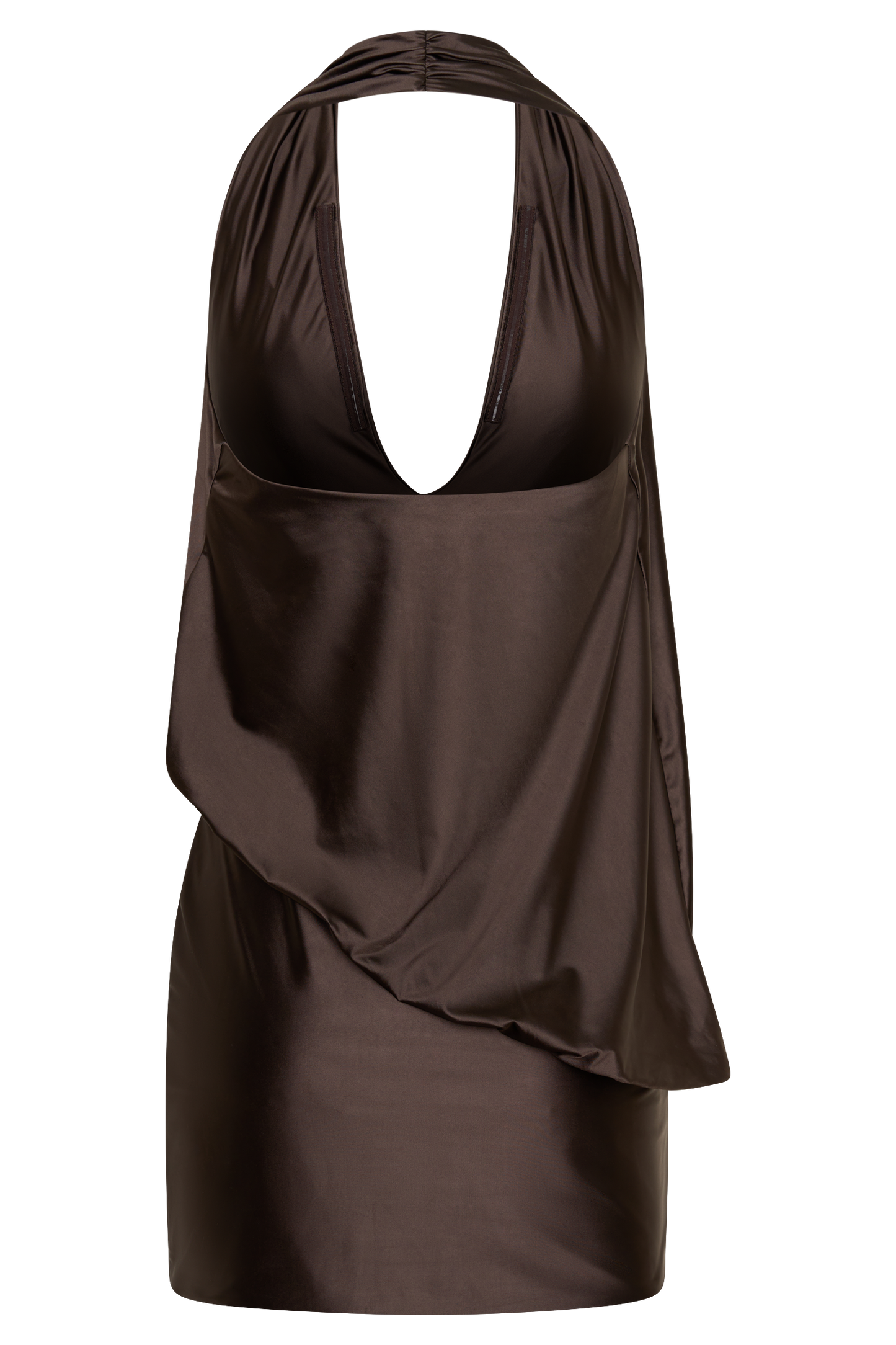 Arabel Draped Halter Mini Dress - Chocolate