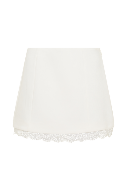 Ariella Suiting Mini Skirt With Lace - White