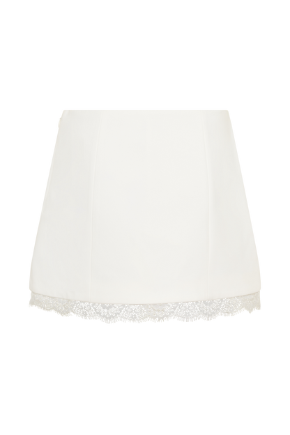 Ariella Suiting Mini Skirt With Lace - White