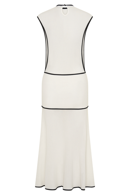 Aris Sleeveless Sheer Maxi Dress - Black/White