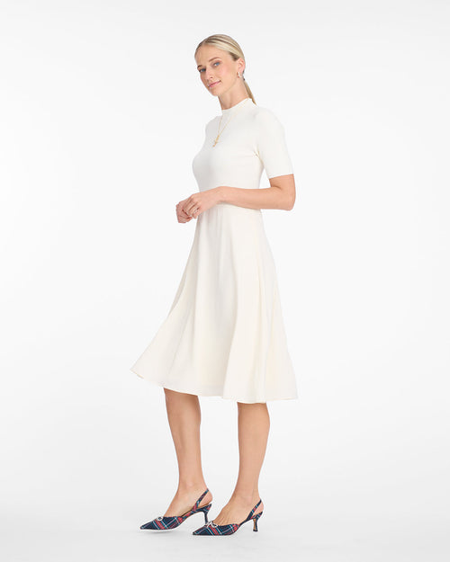 Ava Mixed Media Midi Dress in Frosted