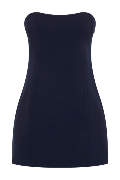Neeka Strapless Bow Back Mini Dress - Navy
