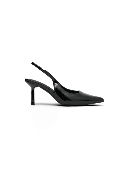 Dasha Patent Sling Back Heels - Black
