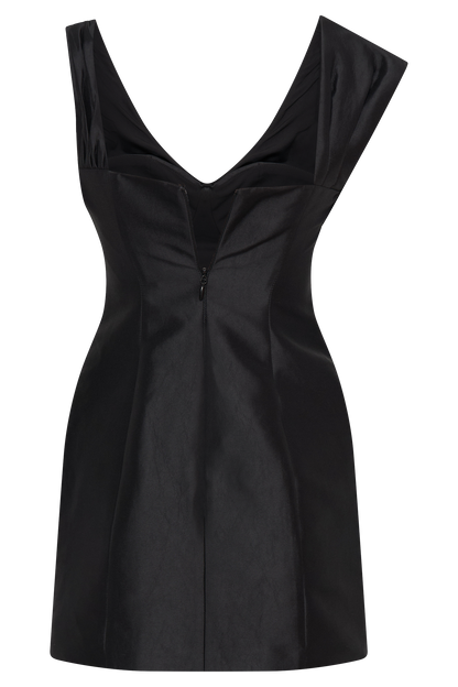 Farrah Structured Draped Mini Dress - Black