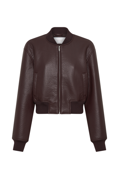 Codi Faux Leather Bomber Jacket - Merlot