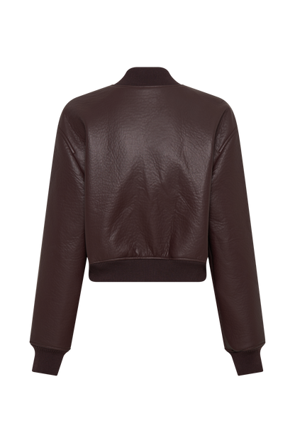 Codi Faux Leather Bomber Jacket - Merlot