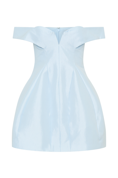 Diana Off Shoulders Mini Dress - Powder Baby Blue