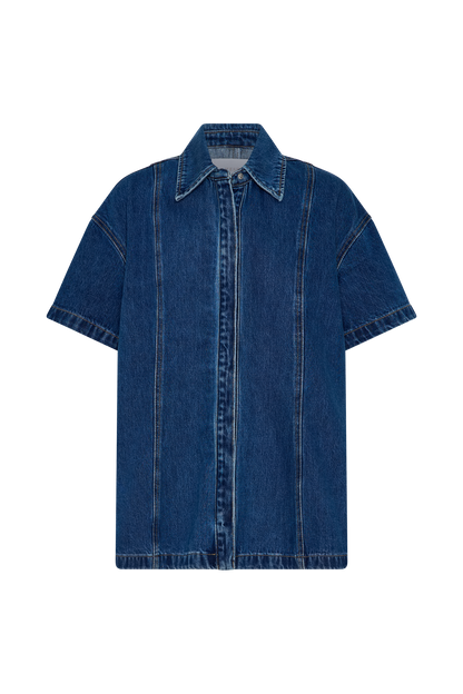 Maya Oversized Denim Shirt - Dark Blue