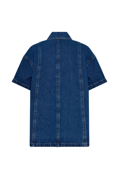 Maya Oversized Denim Shirt - Dark Blue
