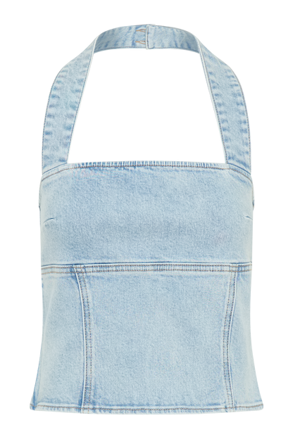 Dayna Denim Halter Top - Light Blue