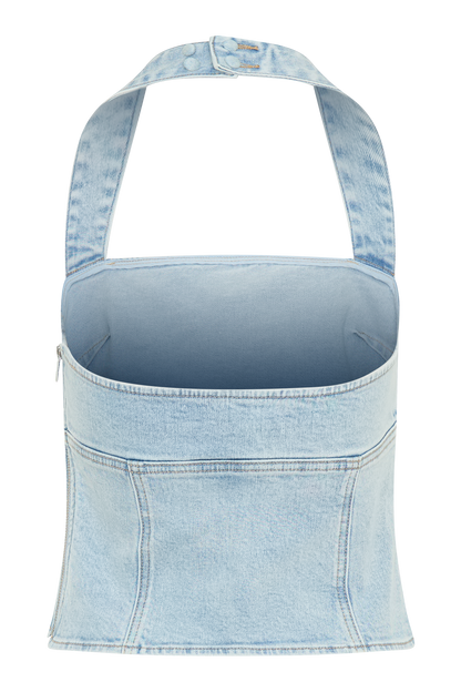 Dayna Denim Halter Top - Light Blue