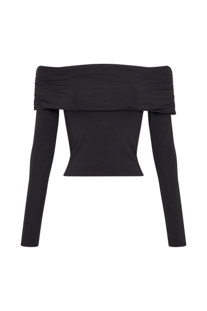 Lucinda Recycled Nylon Off Shoulder Top - Black