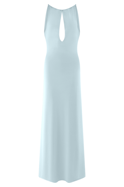 Beryl Slinky Maxi Dress With Pearls - Pale Blue