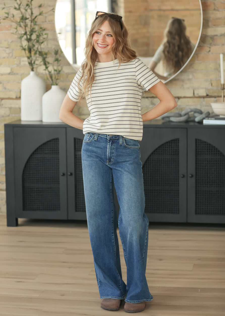 Chloe Cream Essential Striped Tee