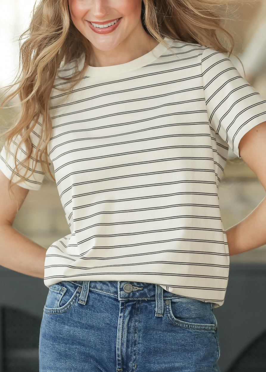 Chloe Cream Essential Striped Tee