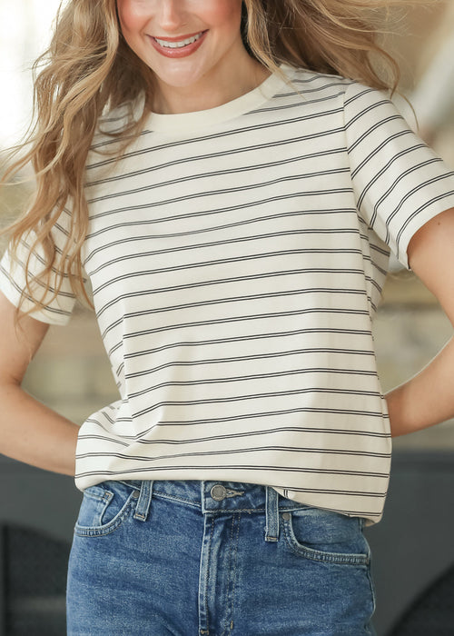 Chloe Cream Essential Striped Tee