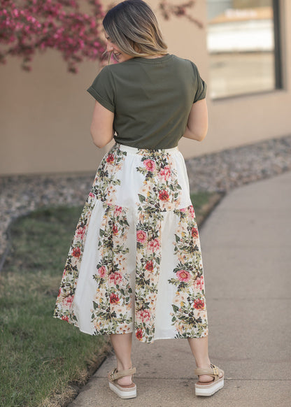 Tiered Floral Midi Skirt