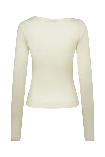 Culver Draped Twist Knit Top - Cream