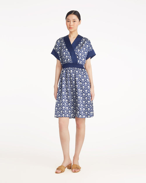 Colleen Short Sleeve Wrap Dress in Clover Field
