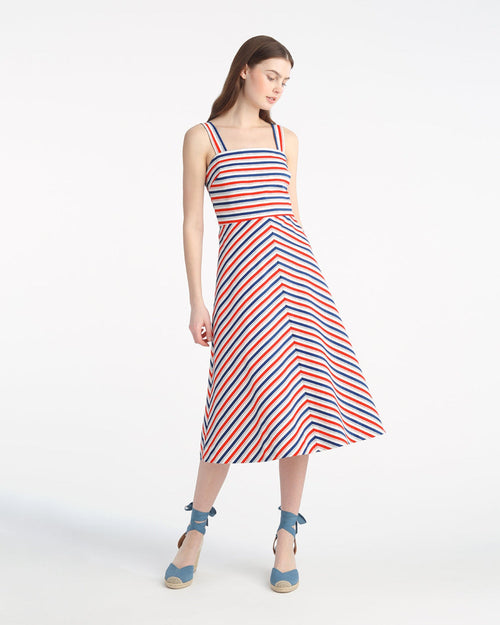 Angela Love Circle Midi Dress in Americana Stripes