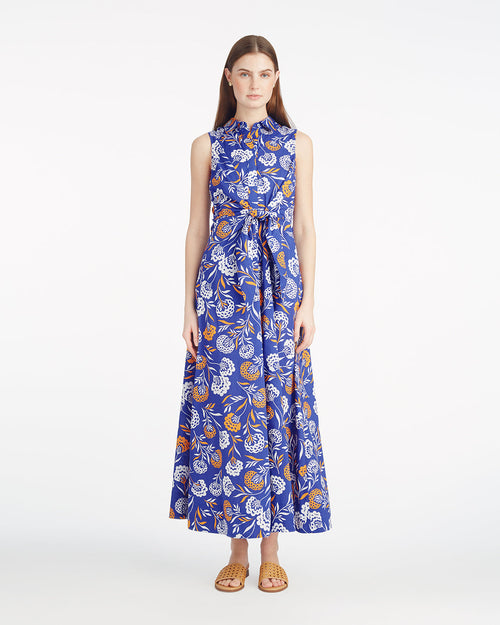 Evangeline Midi Shirtdress in Abstract Dahlia