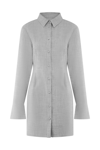 Dorian Fitted Shirt Mini Dress - Charcoal Marle