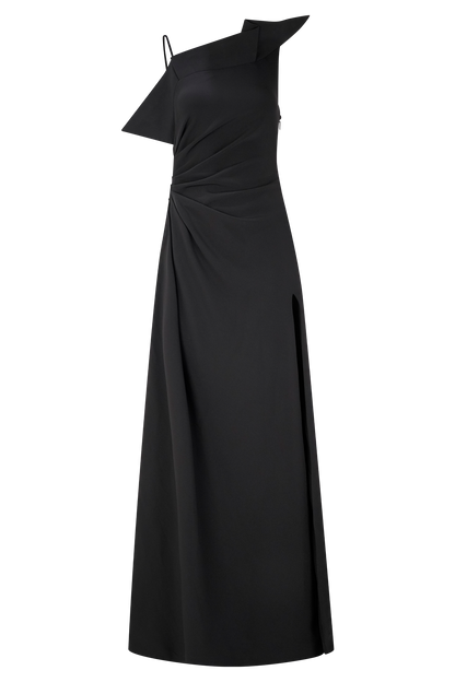 Adalyn One Shoulder Crepe Maxi Dress - Black