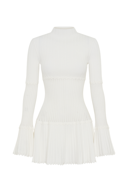 Adena Pointelle Knit Mini Dress - Ivory
