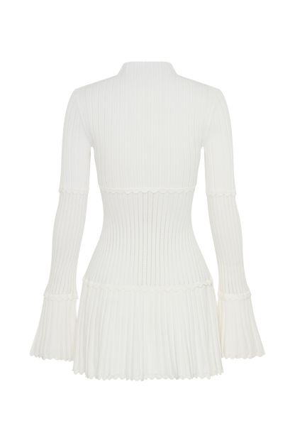 Adena Pointelle Knit Mini Dress - Ivory