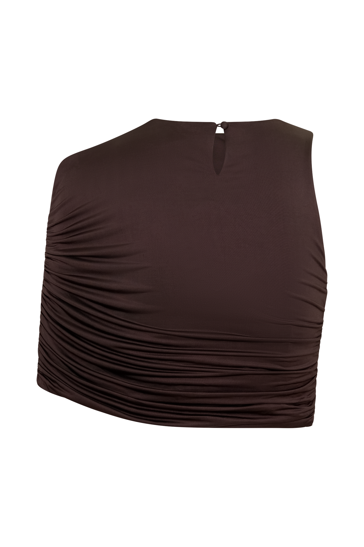 Adrienne One Shoulder Slinky Top - Chocolate