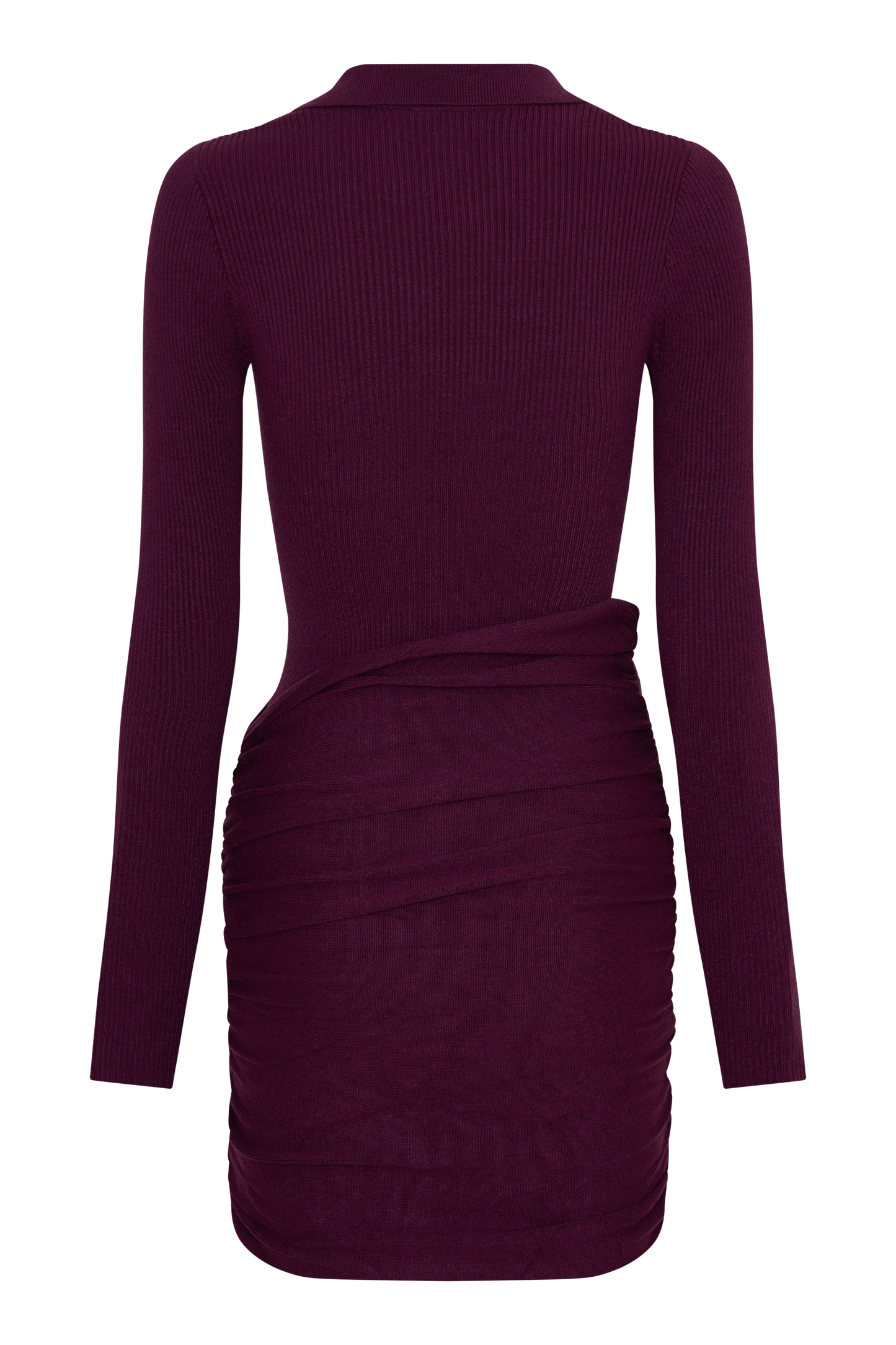 Agness Long Sleeve Button Up Knit Dress - Plum