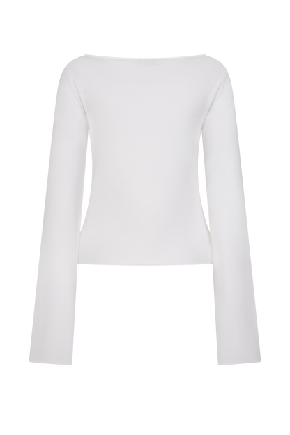 Alejandra Floral Long Sleeve Knit Top - White
