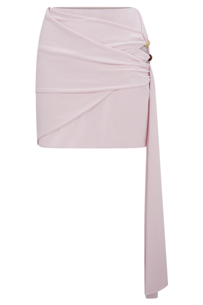 Alicent Slinky Beaded Mini Skirt - Pale Pink