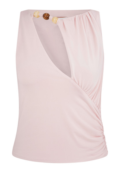 Alicent Slinky Beaded Top - Pale Pink