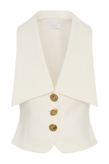 Alix Mixed Button Vest - Ivory