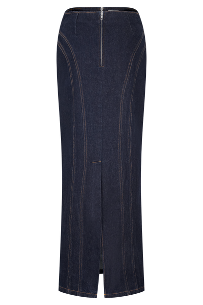 Alma Denim Maxi Skirt - Indigo Blue