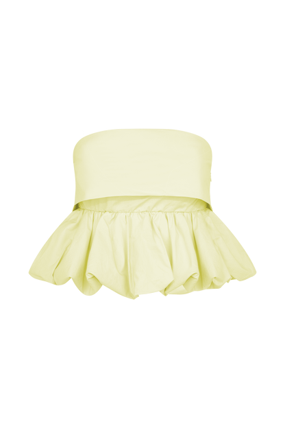 Amirah Strapless Bubble Crop Top - Lemon