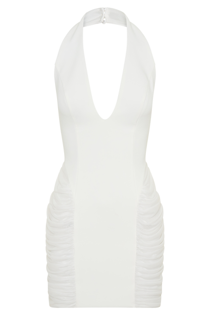 Anari Gathered Scuba Mini Dress - White