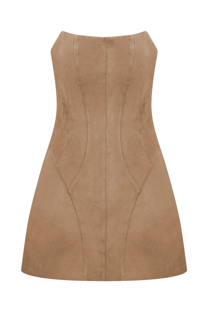 Andy Faux Suede Mini Dress - Camel