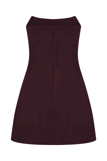 Andy Faux Suede Mini Dress - Wine