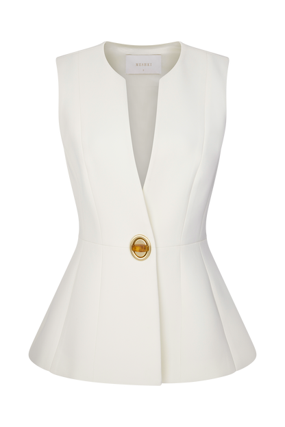 Angelie Suiting Vest Top - Ivory