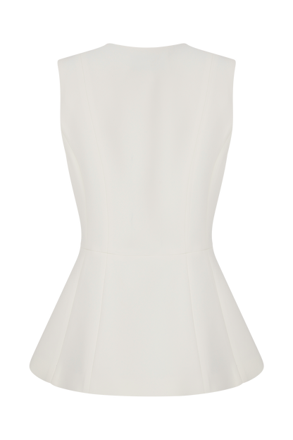 Angelie Suiting Vest Top - Ivory