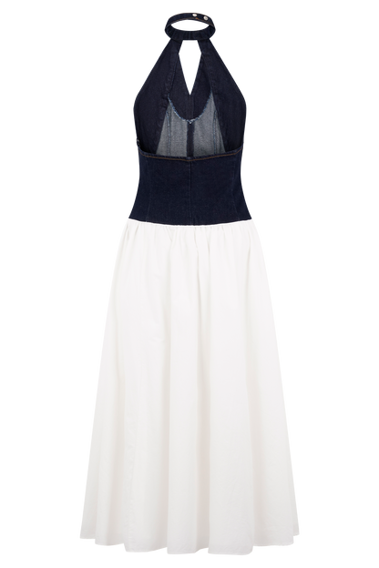Ashwin Denim Cotton Midi Dress - Indigo Blue