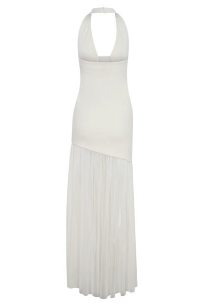 Aubree Crepe And Mesh Maxi Dress - Ivory
