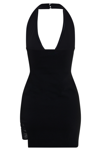 Aubree Crepe And Mesh Mini Dress - Black