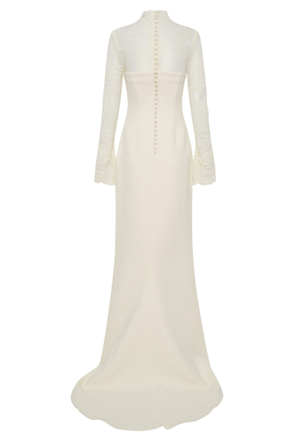 Aurelie Long Sleeve Lace Maxi Dress - Ivory