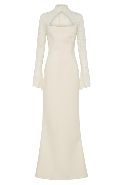 Aurelie Long Sleeve Lace Maxi Dress - Ivory